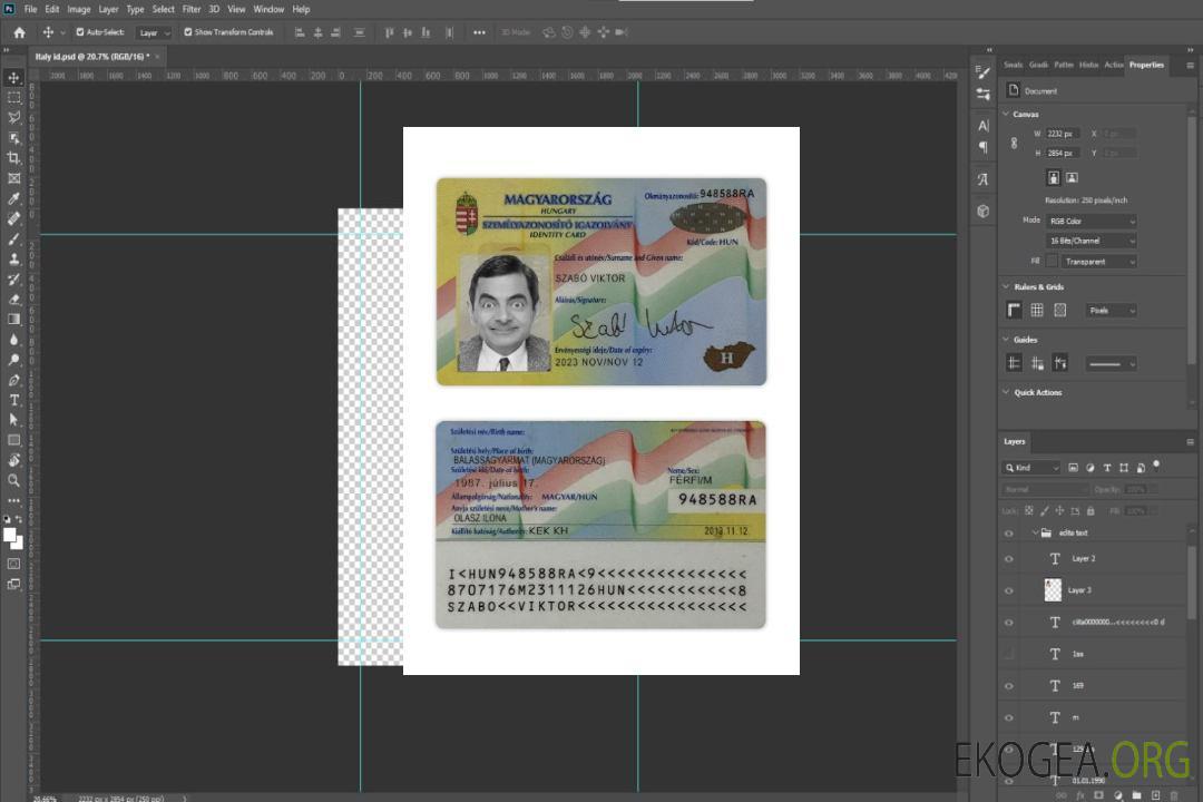 Carte d'identité hongroise template Carte d'identité hongroise template
